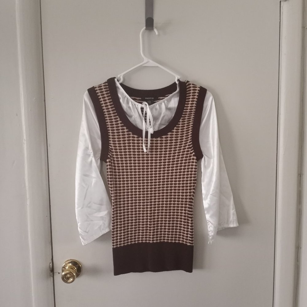 Trendy Vintage Inspired  Layered Sweater Vest Top